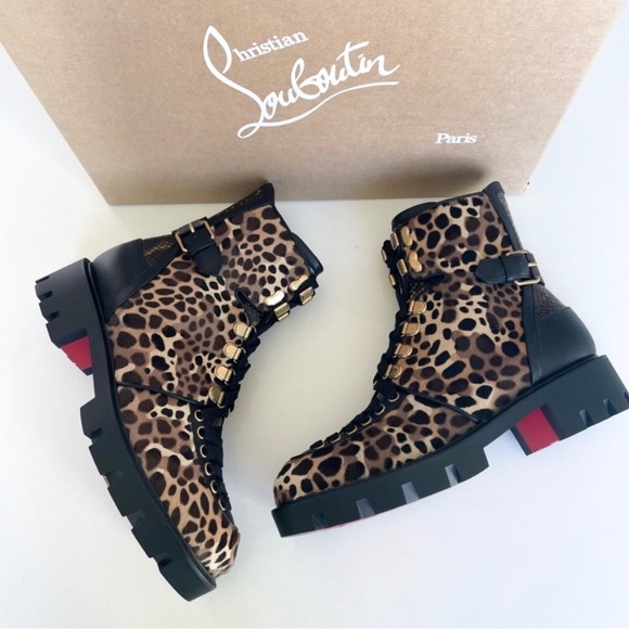 Christian lauboutin cheeta print  combat boots - Picture 6 of 6